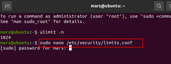 sudo nano /etc/security/limits.conf